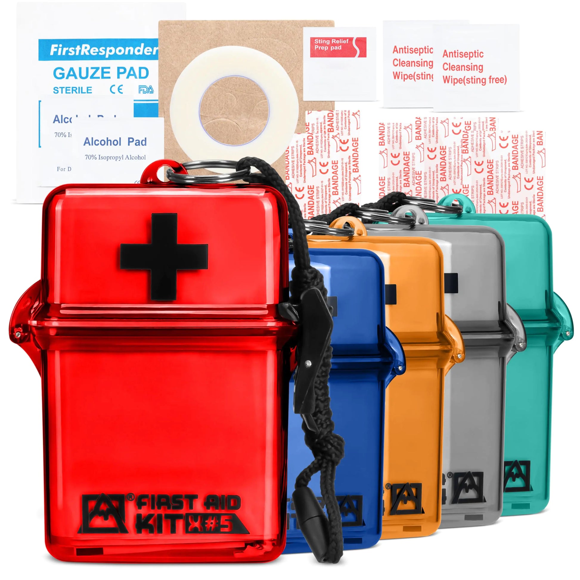 Avalanche Mini First Aid Kit 30 Pcs Emergency Supplies Kit in Waterproof Case for Home Car Travel Sports or Camping First Aid Kit in Hard Case & Carabiner Red
